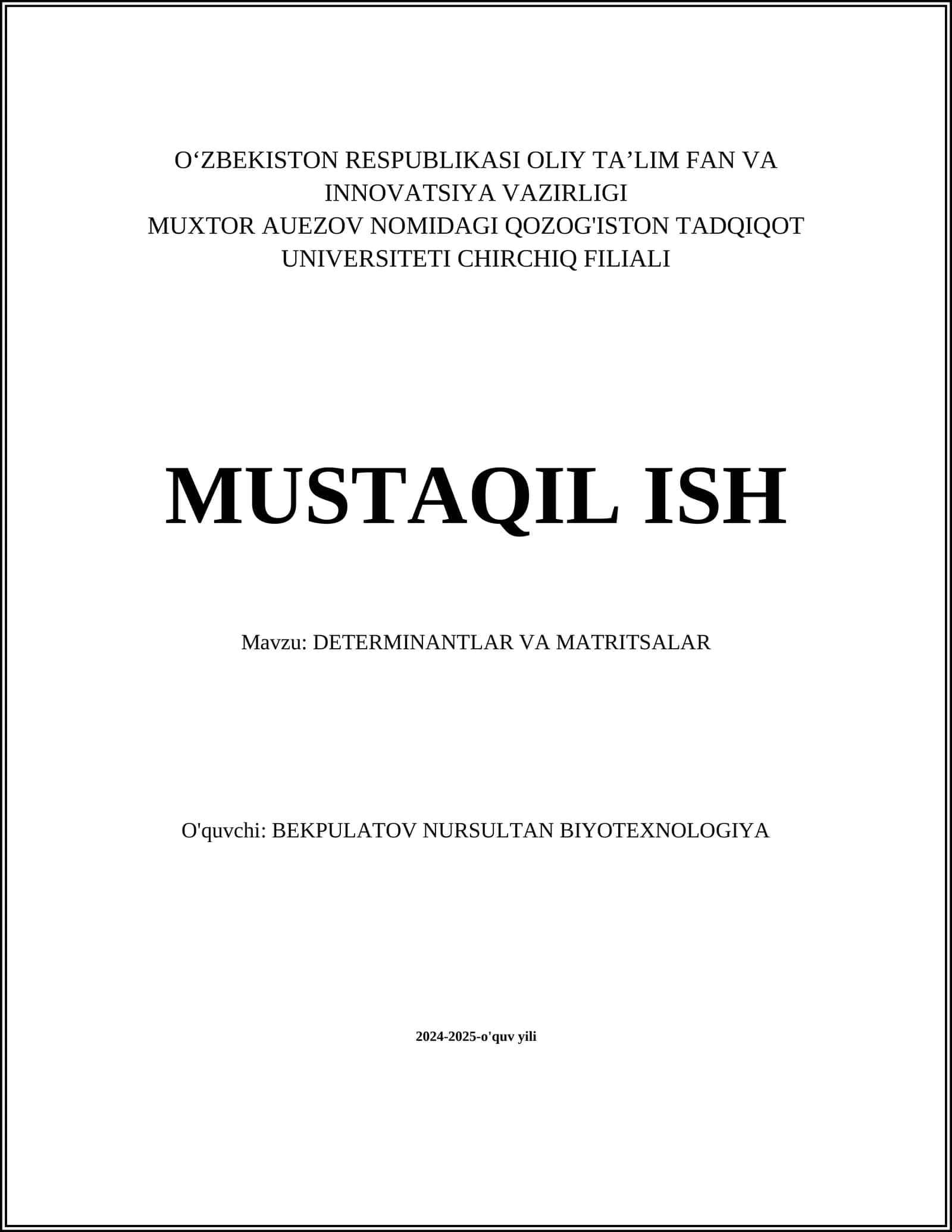 DETERMINANTLAR VA MATRITSALAR 1