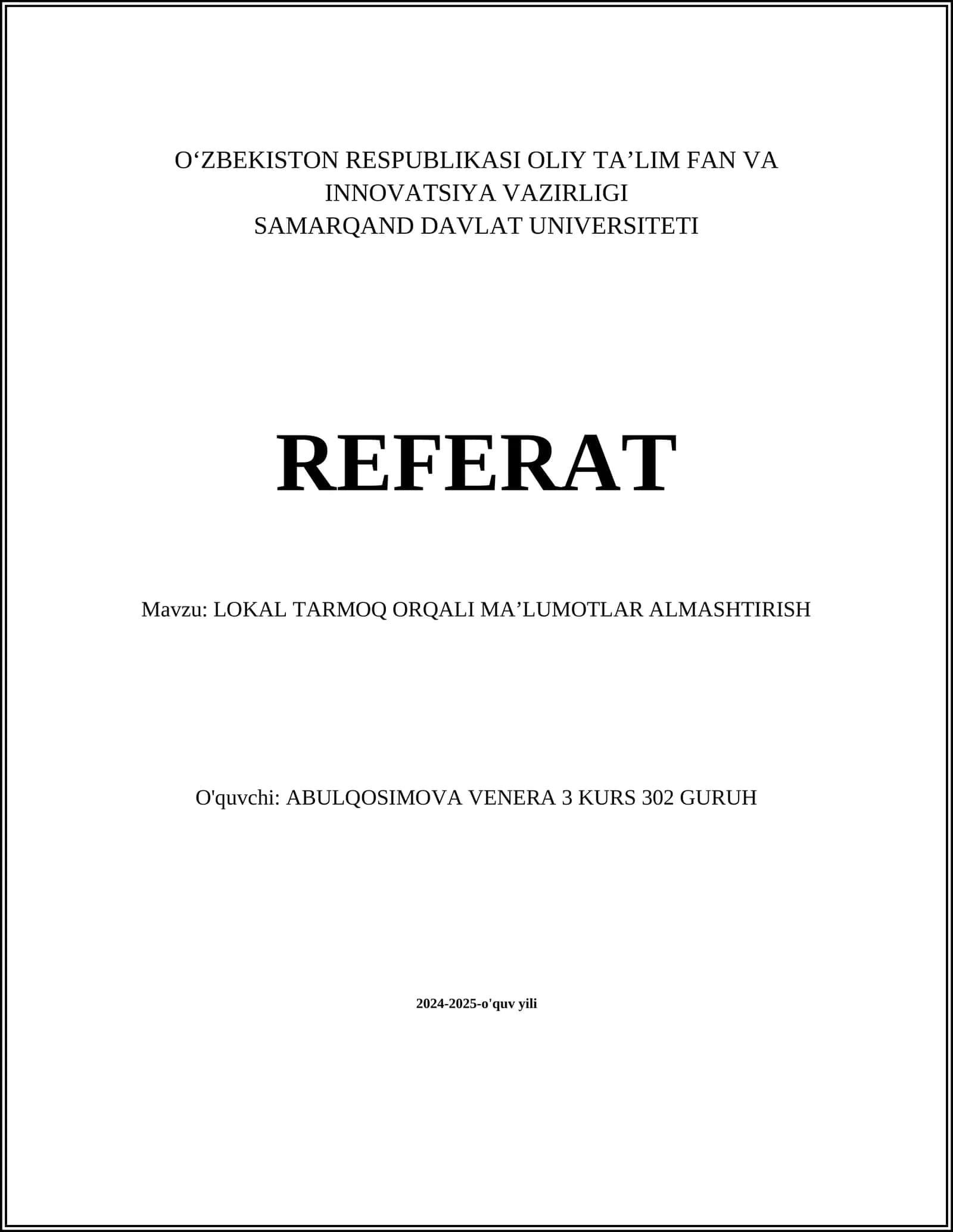 Lokal Tarmoq Turlari (Local Area Networks - LAN) 1