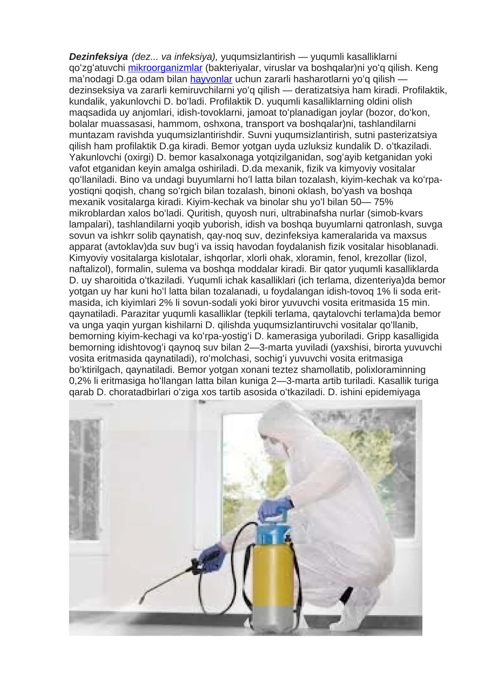 Veterinariyada profilaktik, kundalik va yakunlovchi D 1