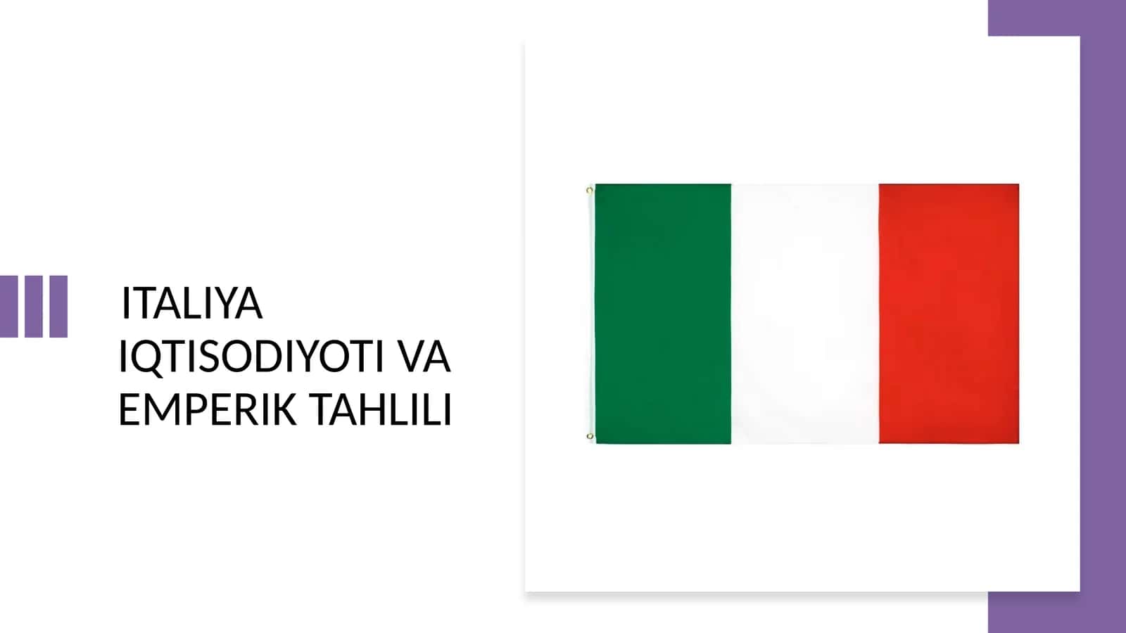 Italiya iqtisodiyoti va emperik tahlili 1