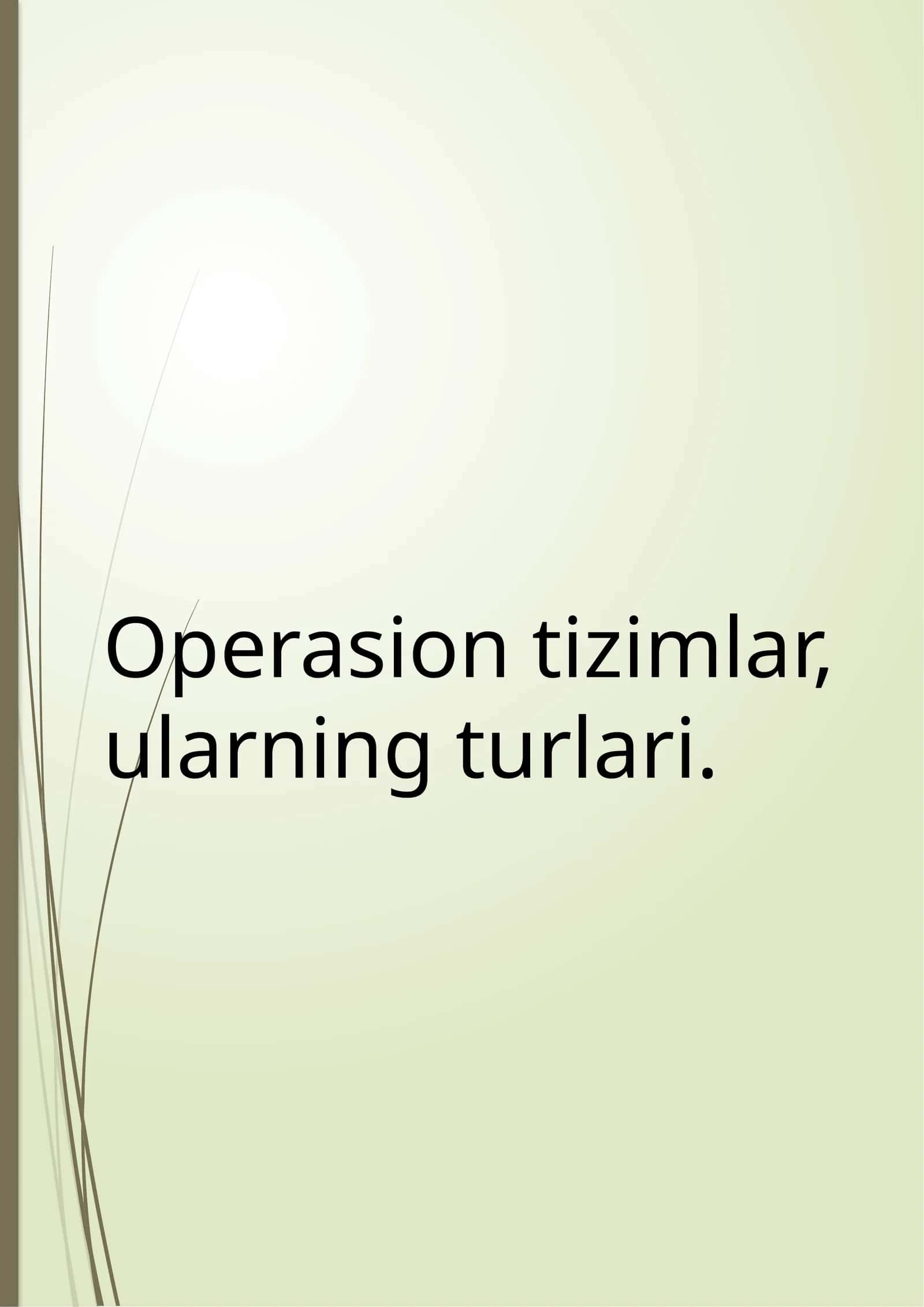 Operasiontizimlar, ularning turlari. 3-mavzu 1