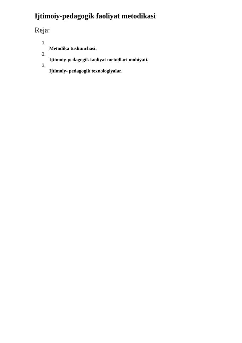 Ijtimoiy-pedagogik faoliyat metodikasi 1