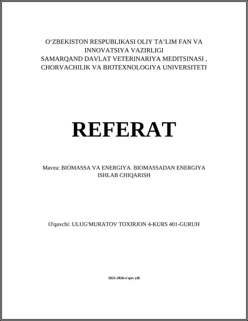 Biomassa va Energiya 1