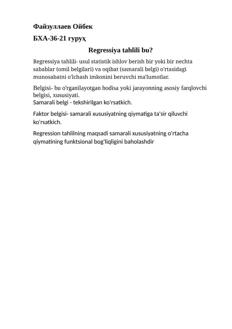 Regressiya tahlili 1