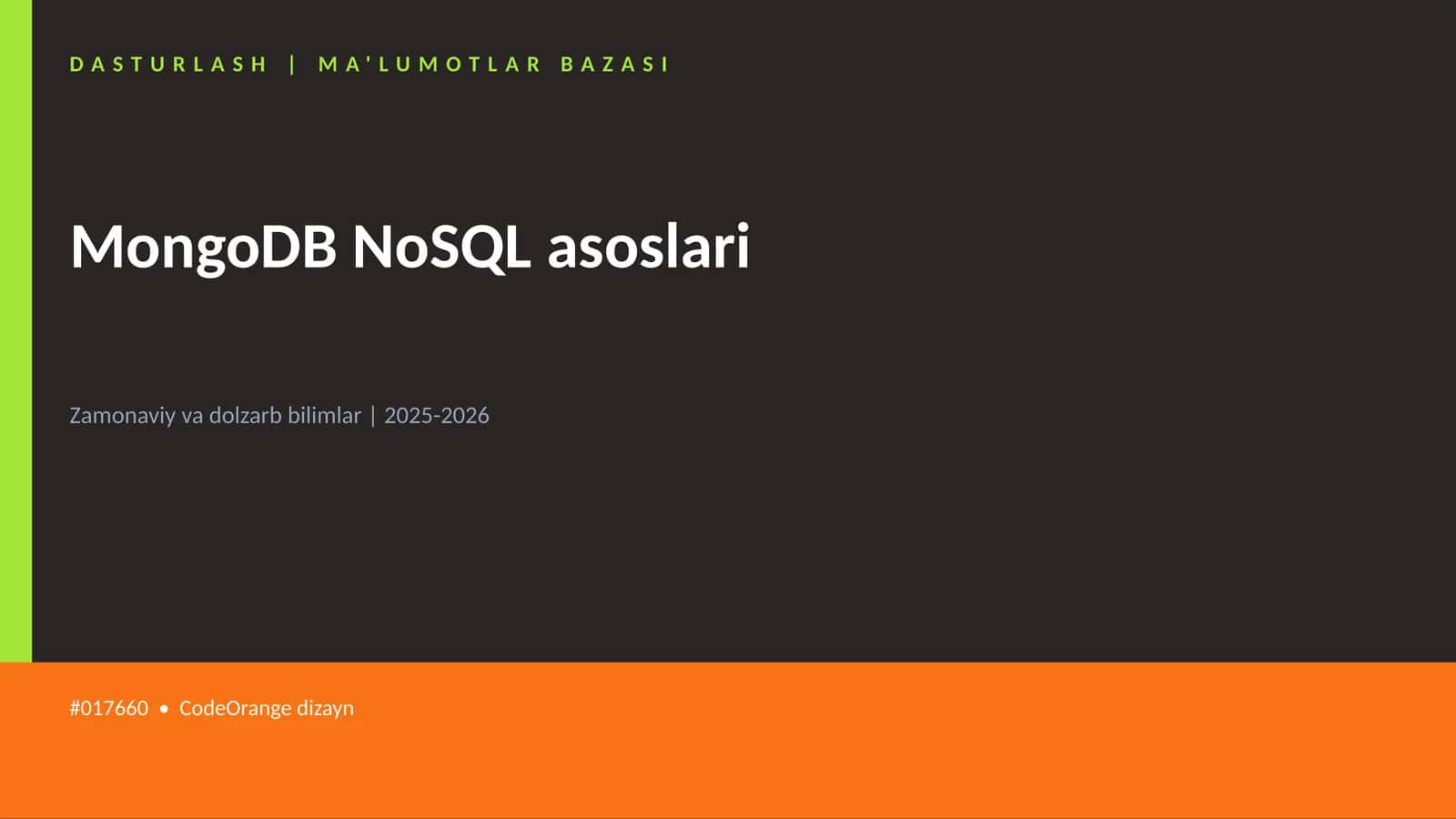 MongoDB NoSQL asoslari 1