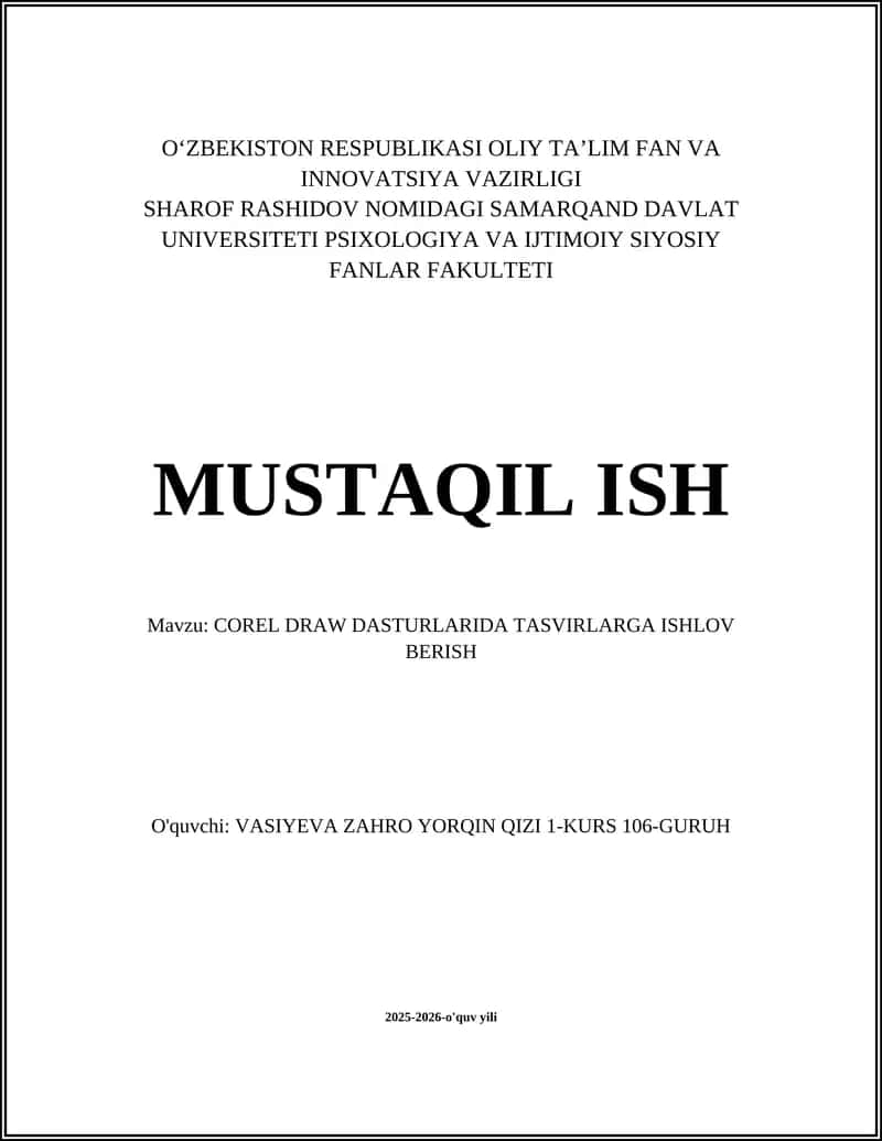 COREL DRAW DASTURLARIDA TASVIRLARGA ISHLOV BERISH 1