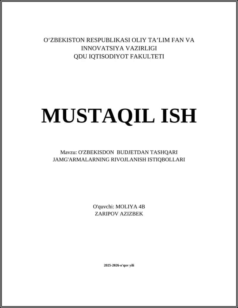 Budjetdan tashqari jamg'armalarning rivojlanish istiqbollari 1
