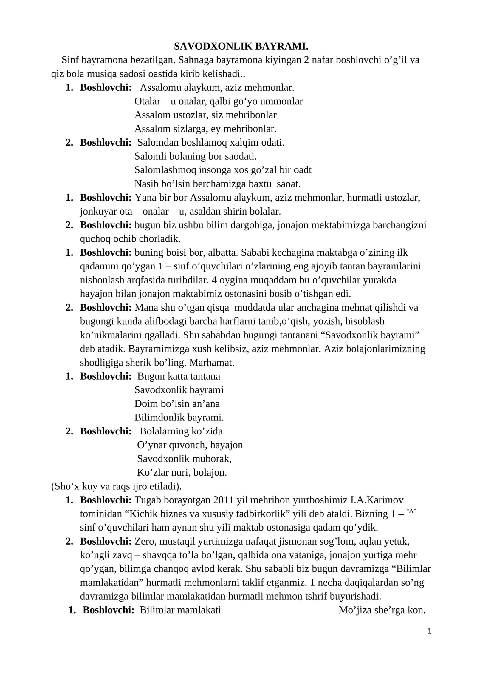 SAVODXONLIK BAYRAMI 1