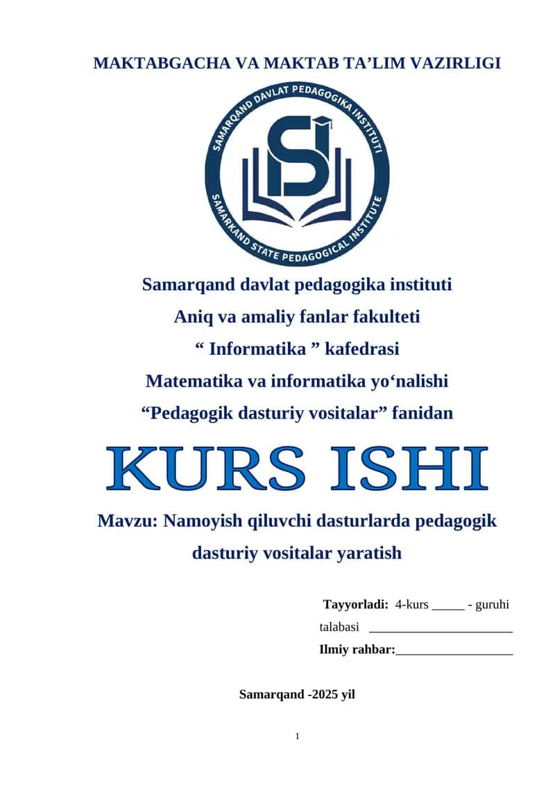 Namoyish qiluvchi dasturlarda pedagogik dasturiy vositalar yaratish 1