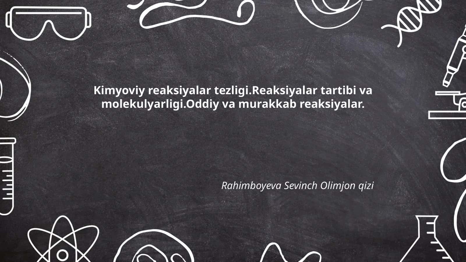 Reaksiyalar Tezligi 1