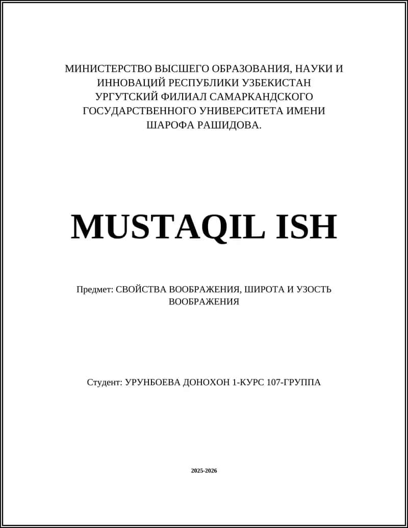 MUSTAQIL ISH 1