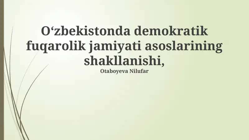 O'zbekistonda demokratik fuqarolik jamiyati asoslarining shakllanishi 1