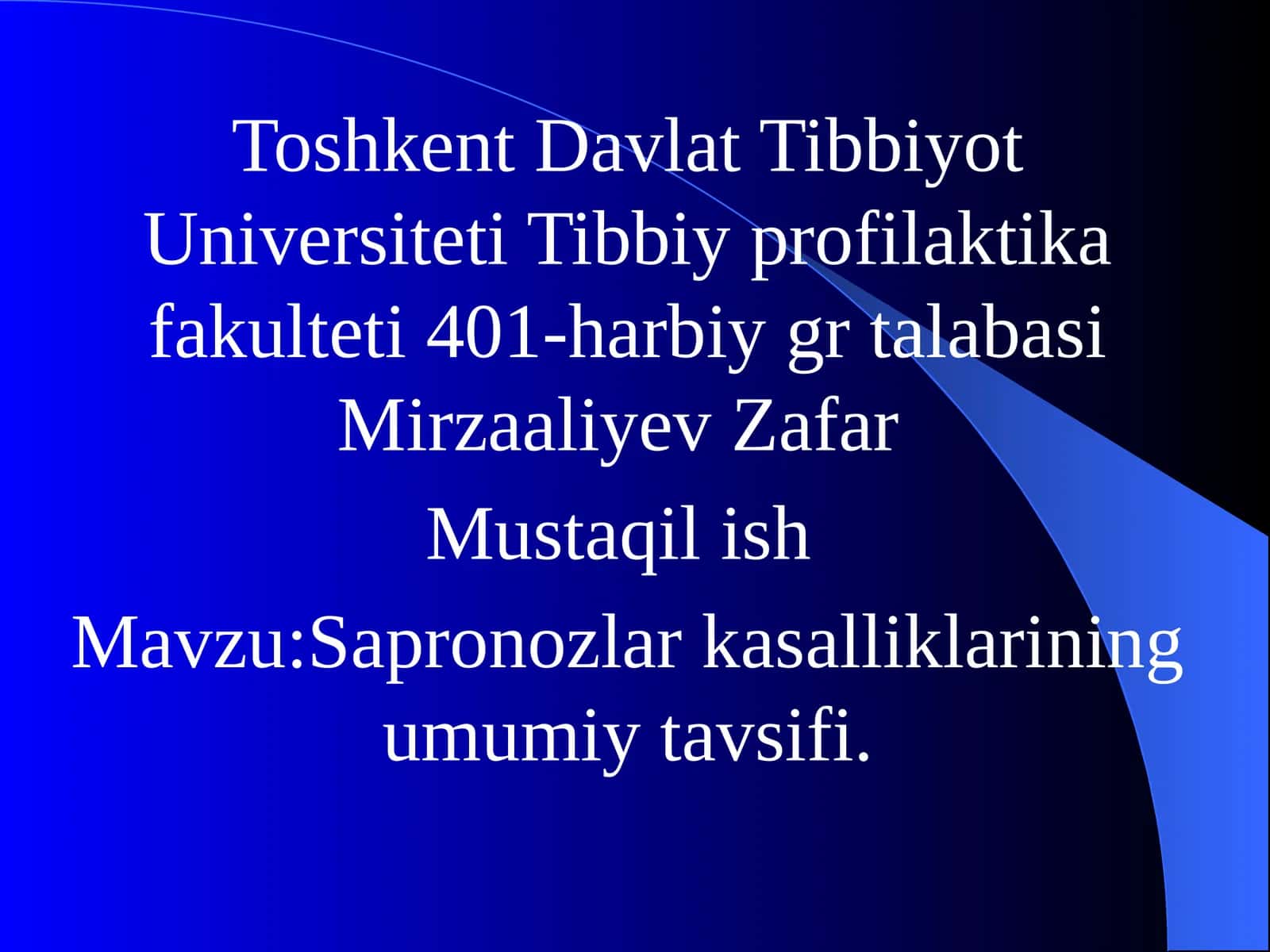 Sapronozlar kasalliklarining umumiy tavsifi 1