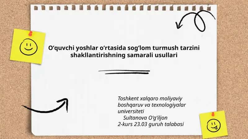 Oʻquvchi yoshlar oʻrtasida sogʻlom turmush tarzini shakllantirishning samarali usullari 1