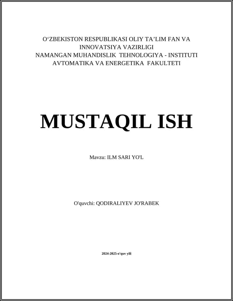 ILM SARI YO'L 1