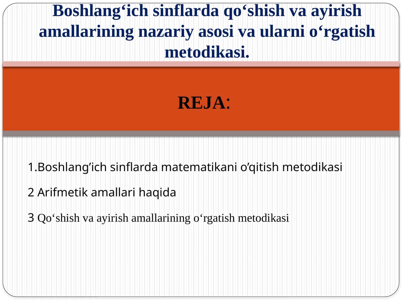 Boshlang’ichsinflarda matematika ni o‘qitish metodikasi 1