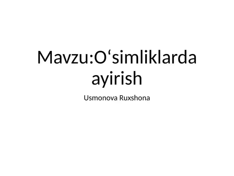 Oʻsimliklardaayirish 1