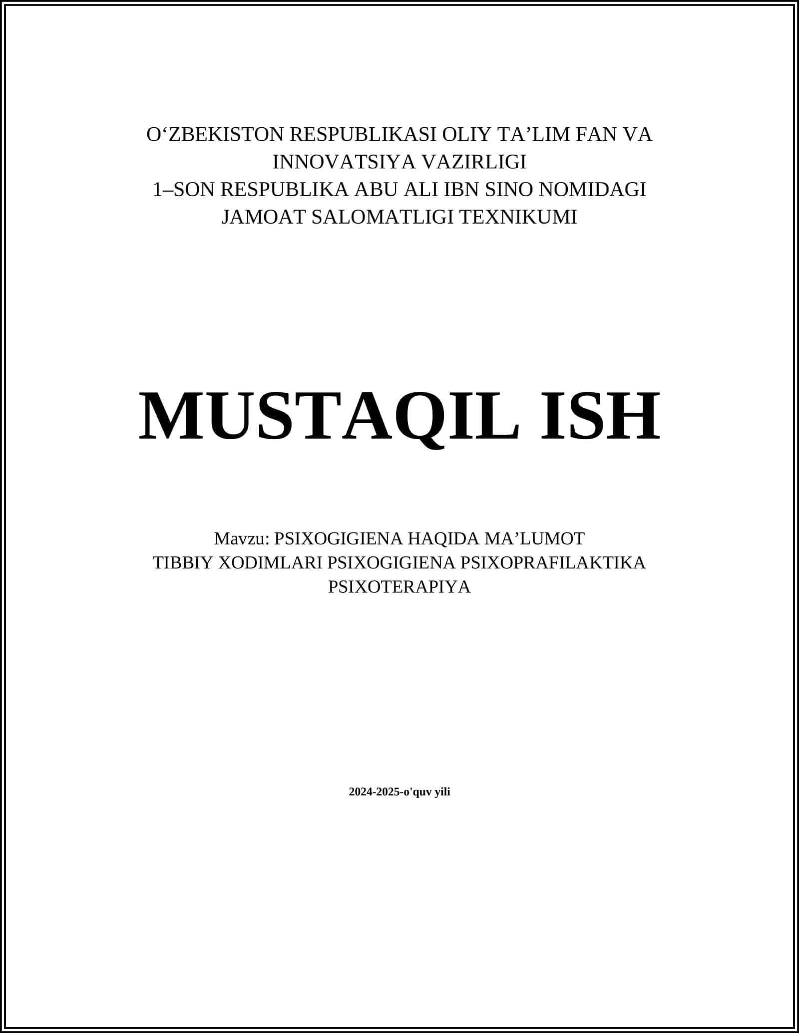 PSIXOGIGIENA HAQIDA MA’LUMOT 1