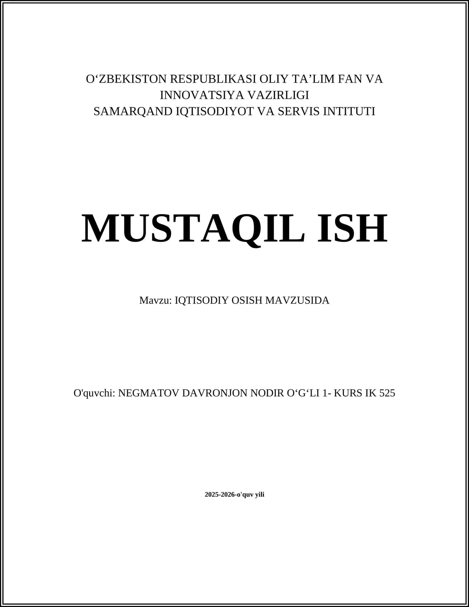 IQTISODIY OSISH MAVZUSIDA 1