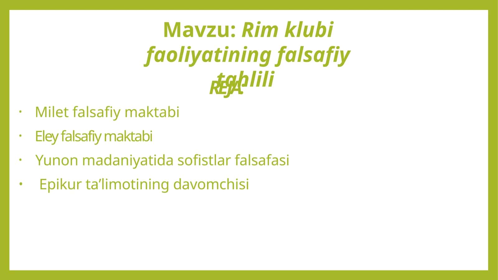 Rim klubi faoliyatining falsafiy tahlili 1
