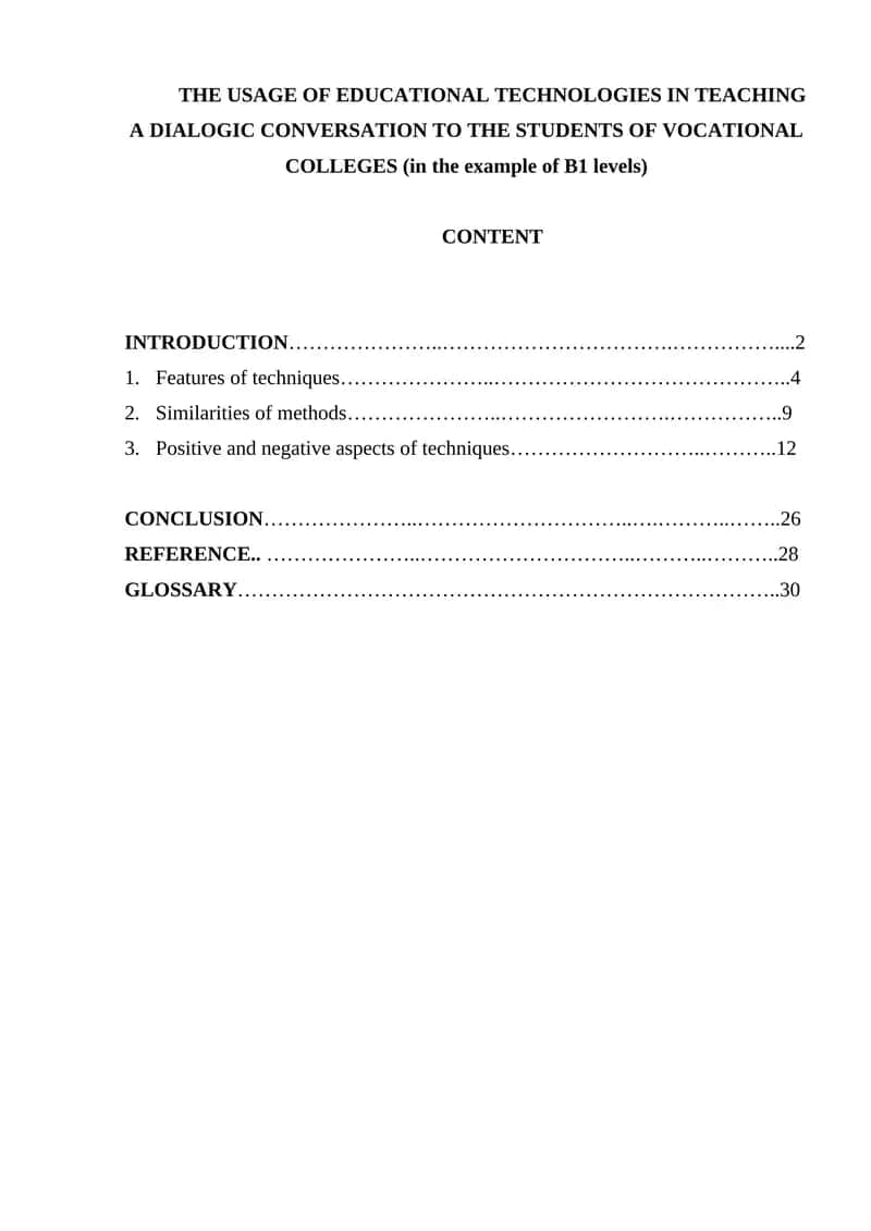 The Usage of Educational Technologies in Teaching a Dialogic Conversation to the Students of Vocational Colleges 1