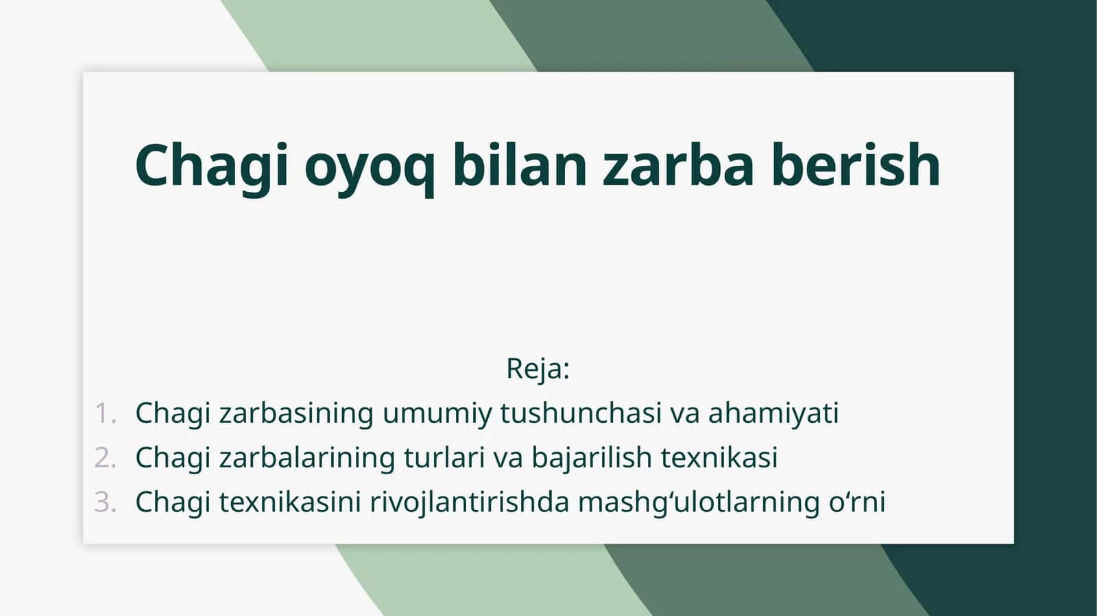 Chagi oyoq bilan zarba berish 1