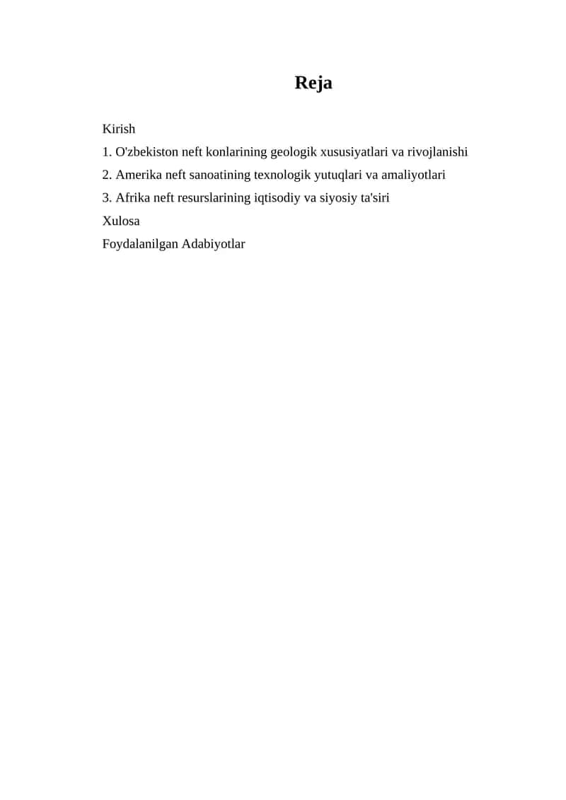 O'zbekiston neft konlarining geologik xususiyatlari va rivojlanishi 1