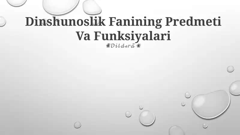 Dinshunoslik Fanining Predmeti Va Funksiyalari 1