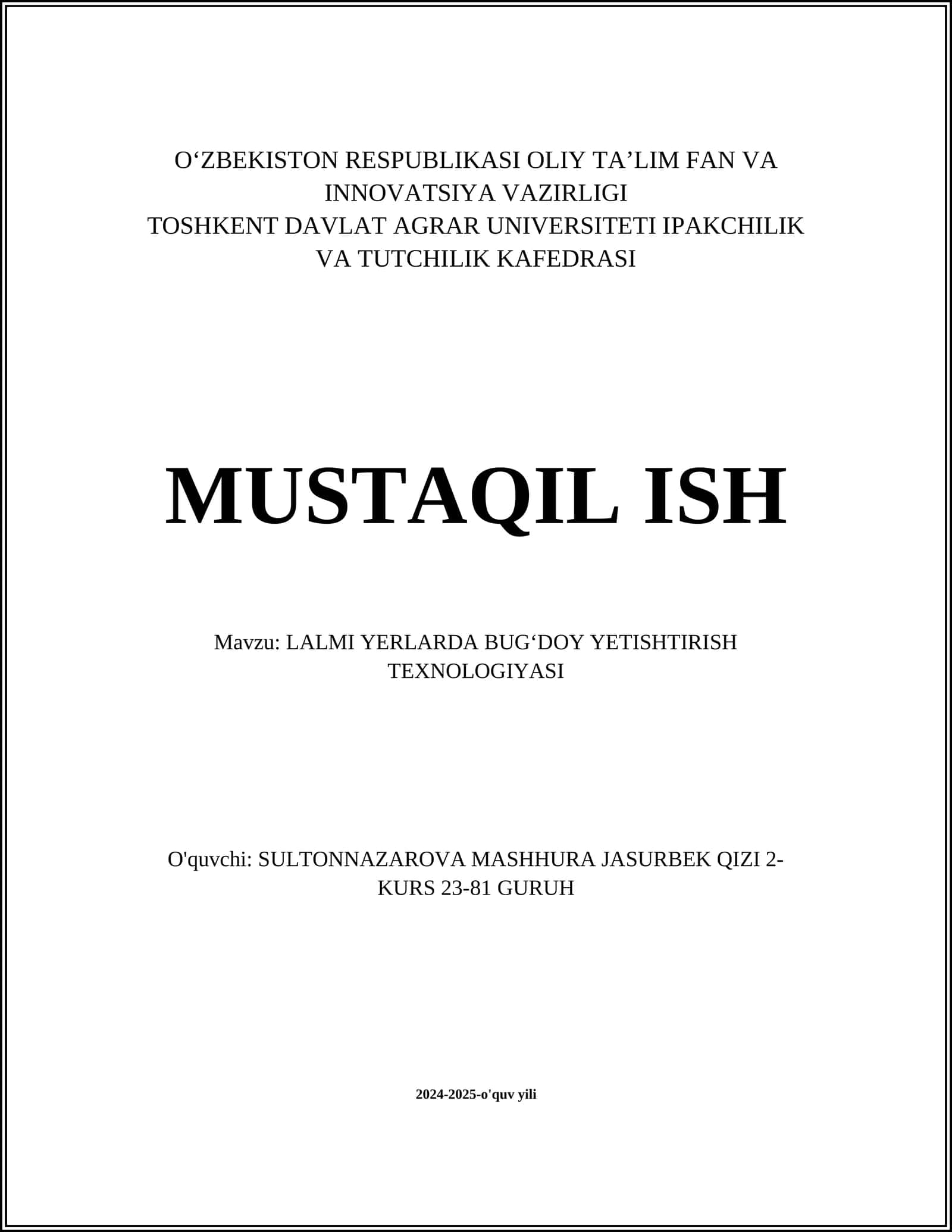 LALMI YERLARDA BUGʻDOY YETISHTIRISH TEXNOLOGIYASI 1