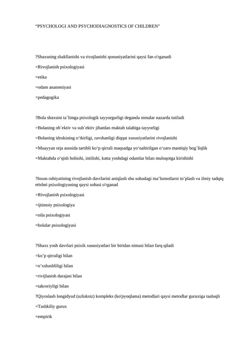 PSYCHOLOGI AND PSYCHODIAGNOSTICS OF CHILDREN 1