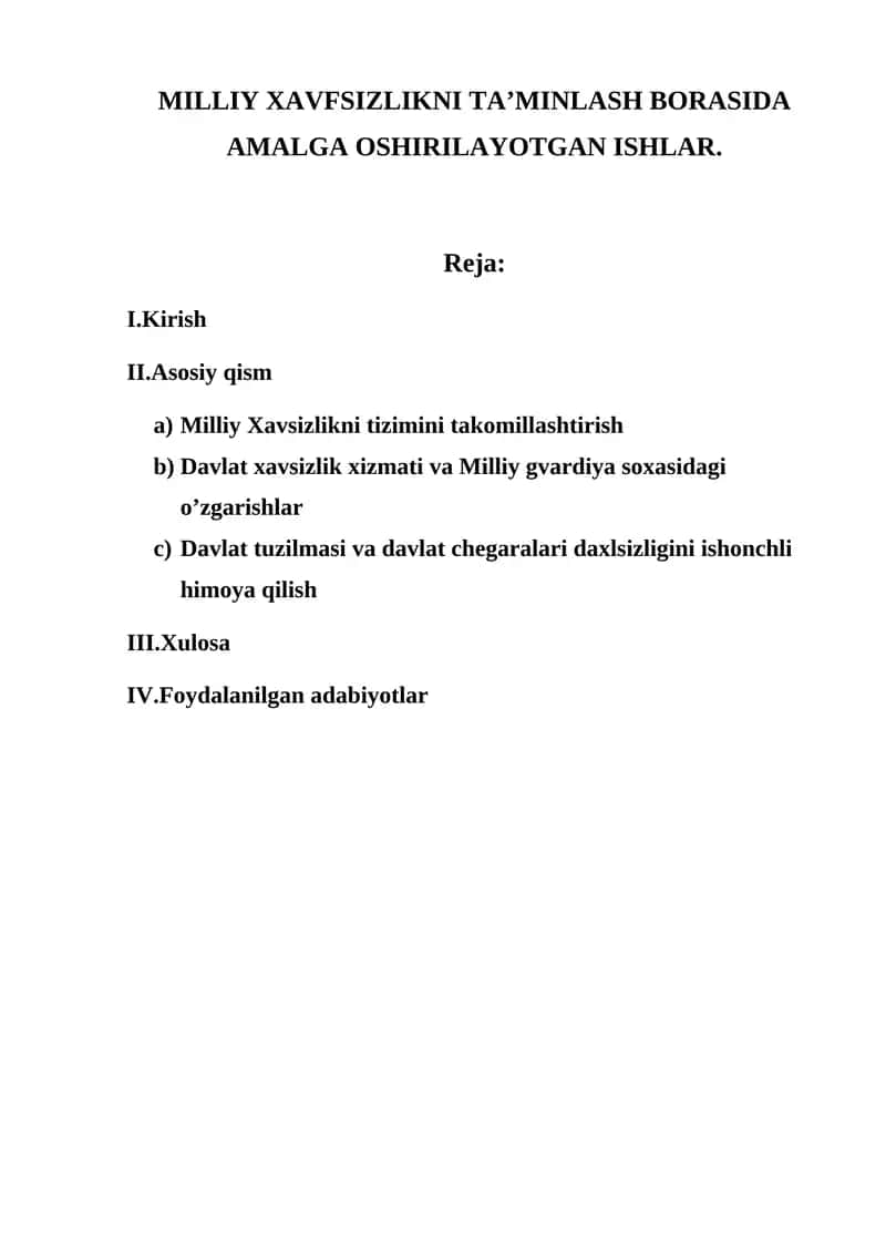 MILLIY XAVFSIZLIKNI TA’MINLASH BORASIDA AMALGA OSHIRILAYOTGAN ISHLAR 1