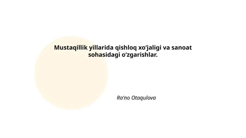 Qishloq xo‘jaligi va sanoat sohasidagi zamonaviy o‘zgarishlar 1