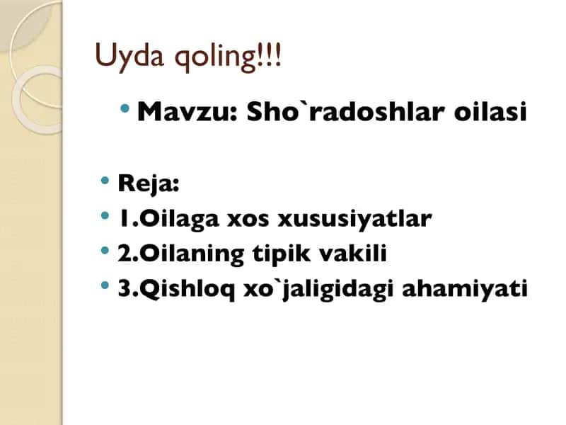 Sho`radoshlar oilasi 1