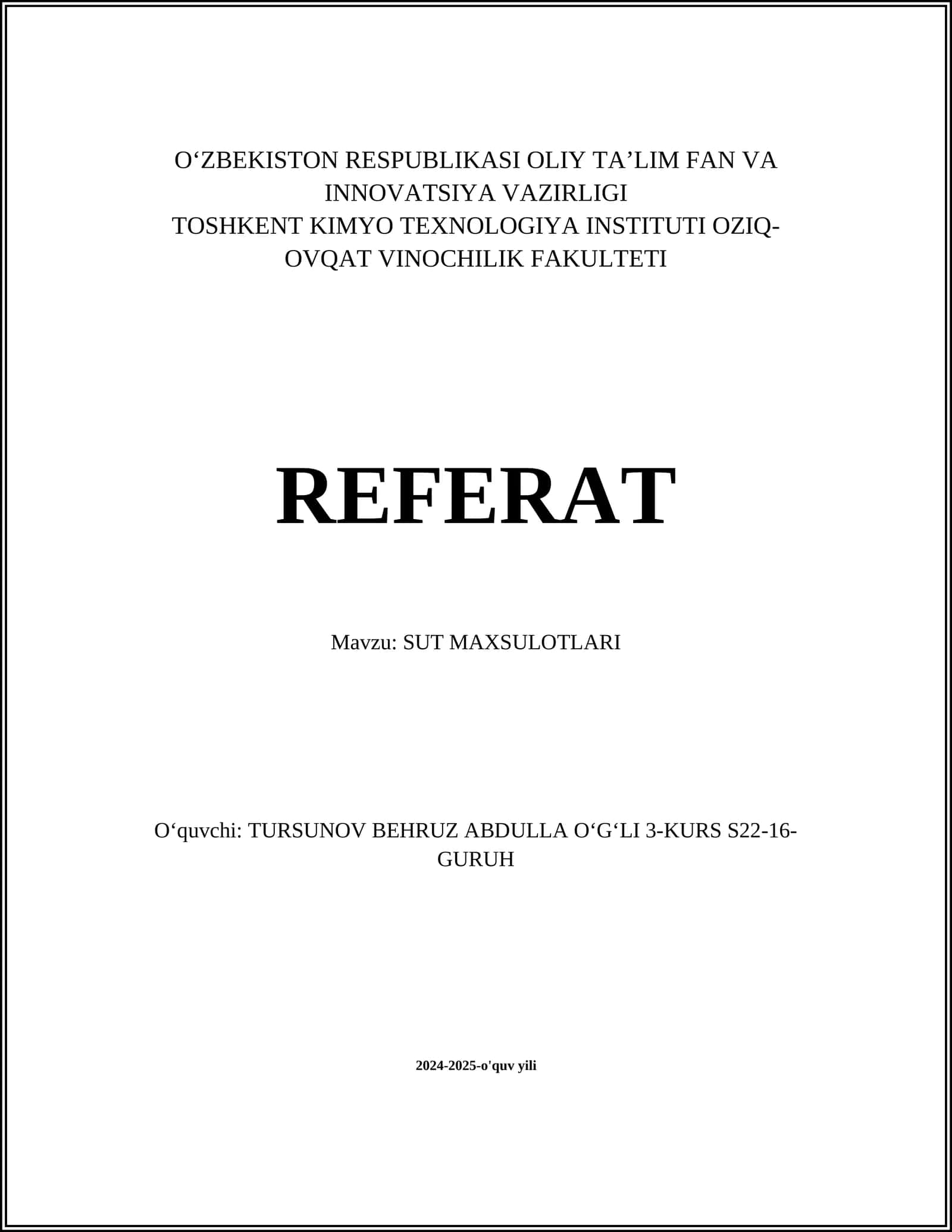 SUT MAXSULOTLARI 1