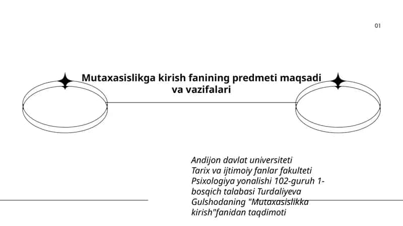 Mutaxasislikga kirish fanining predmeti maqsadi va vazifalari 1