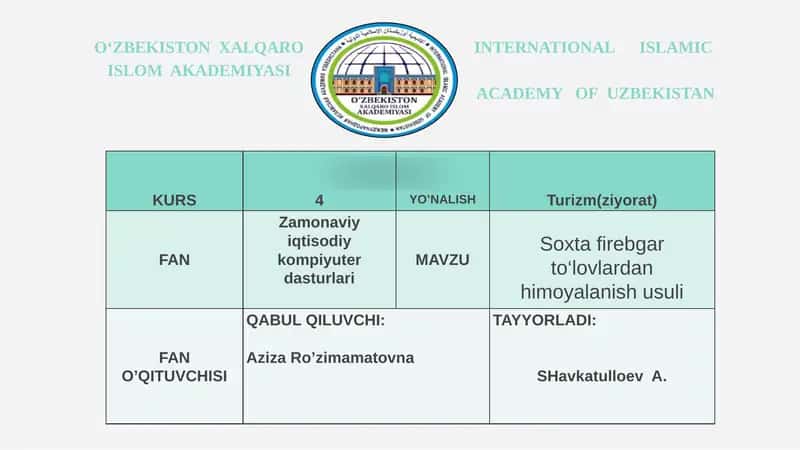 Soxta firebgar to‘lovlardan himoyalanish usuli. 1