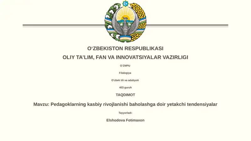 Pedagoklarning kasbiy rivojlanishi baholashga doir yetakchi tendensiyalar 1