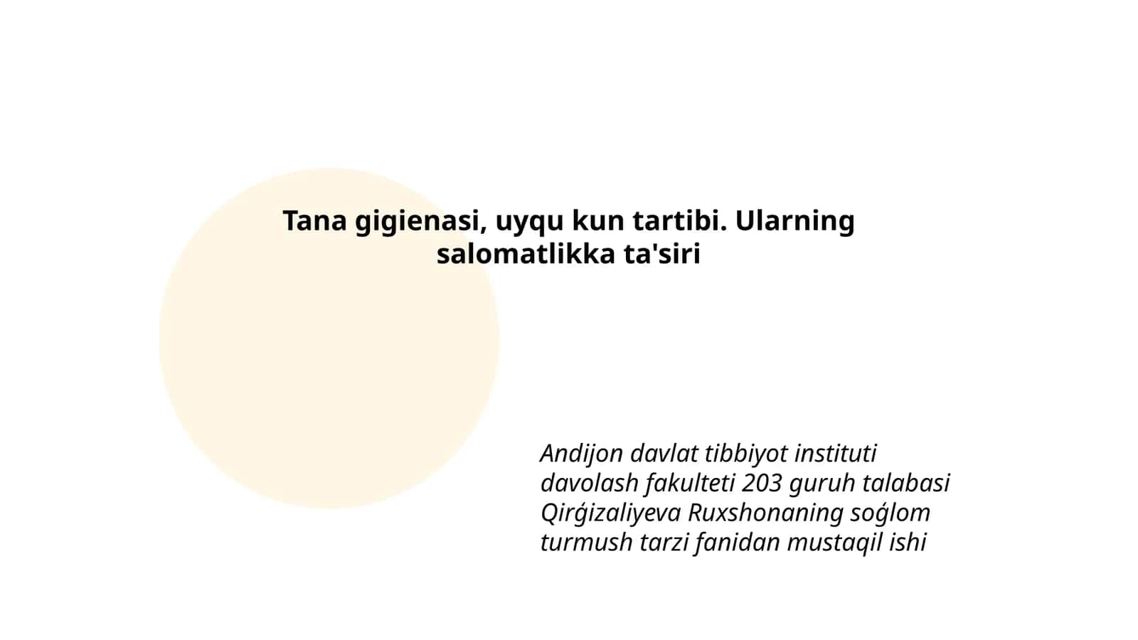 Tana gigienasi, uyqu kun tartibi. Ularning salomatlikka ta'siri 1