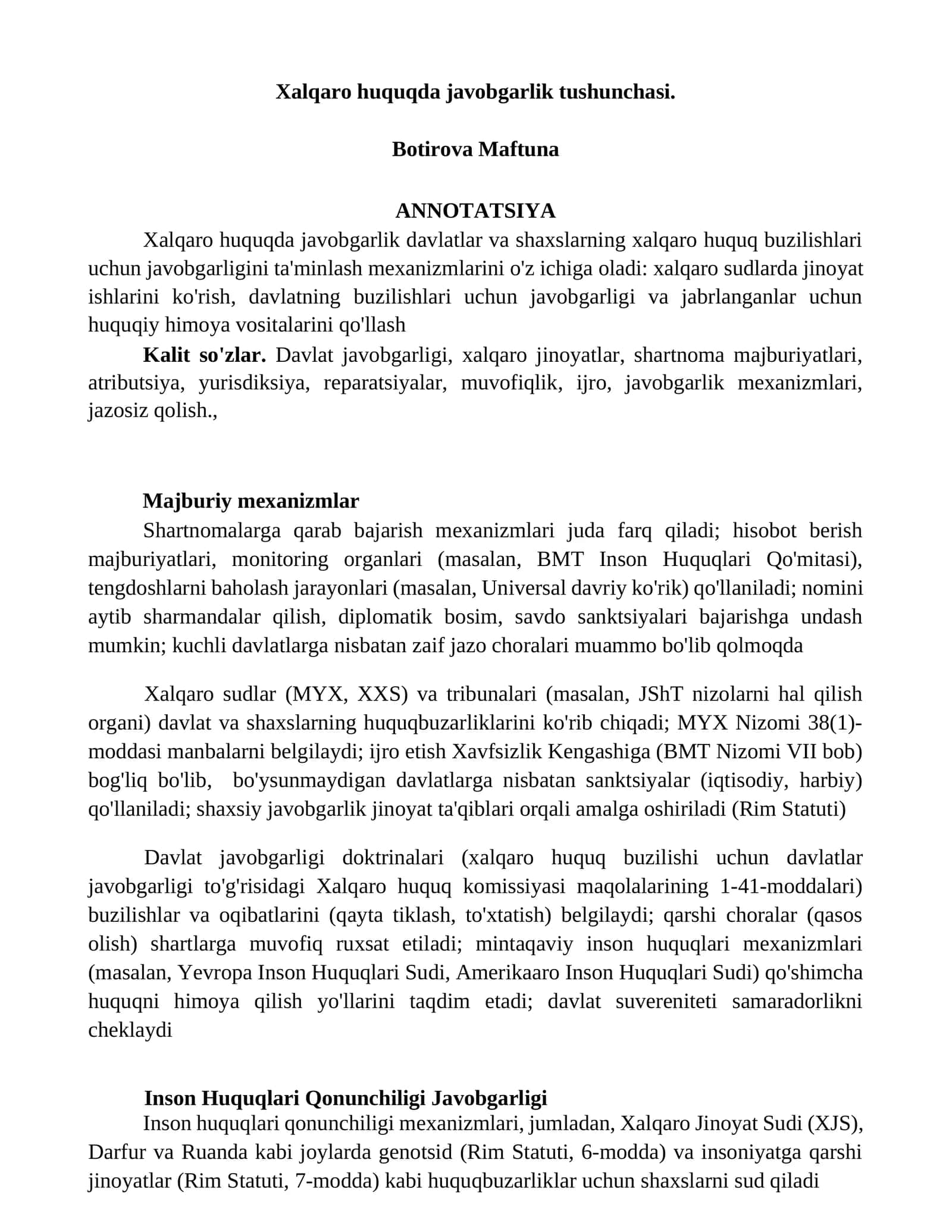 Xalqaro huquqda javobgarlik tushunchasi 1