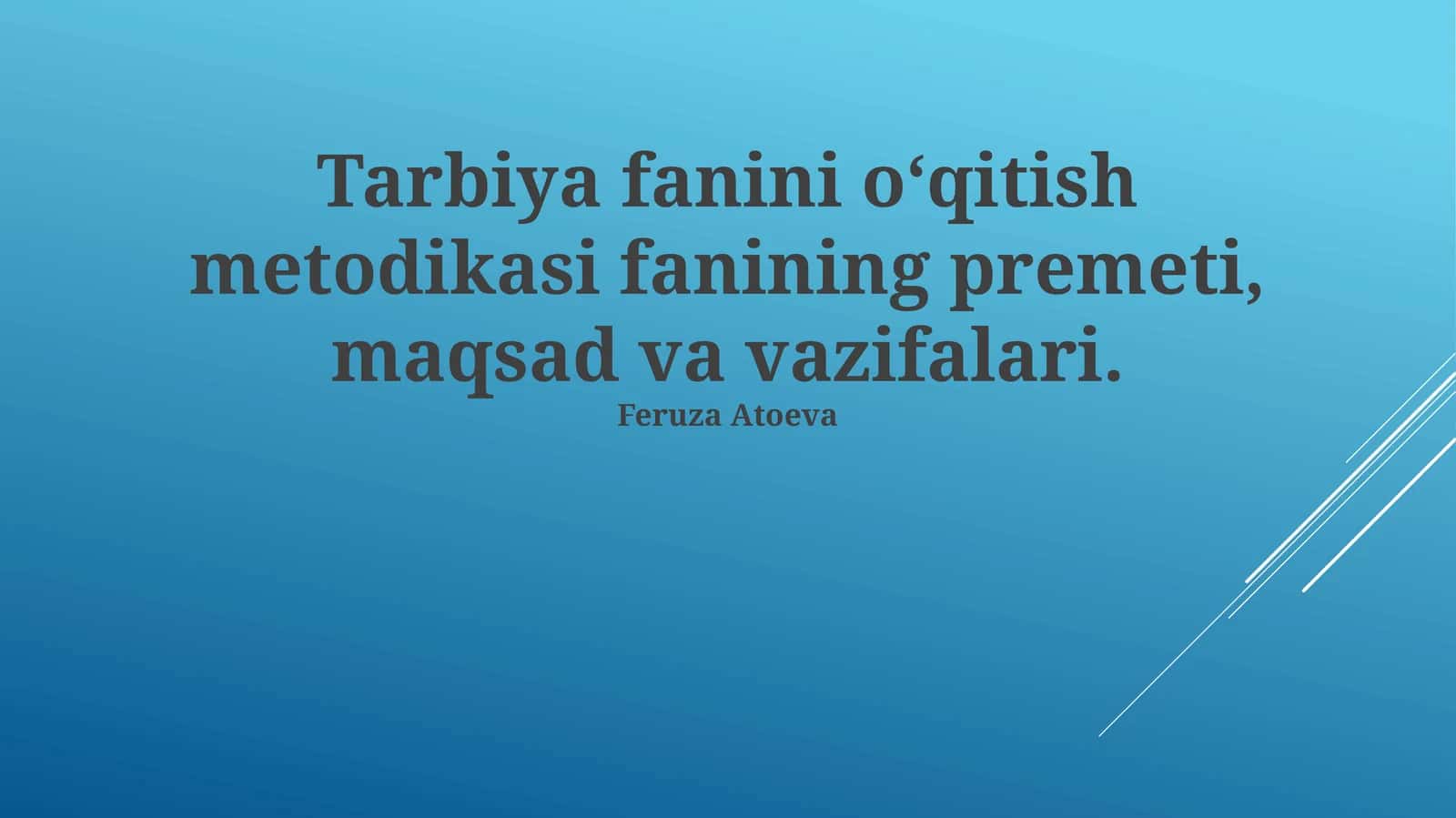 Tarbiya Metodikasi Fanining Amaliy Ahamiyati 1
