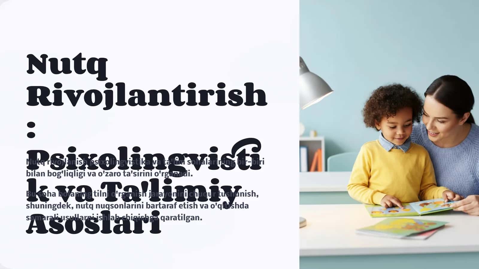 Nutq Rivojlantirish: Psixolingvistik va Ta'limiy Asoslari 1