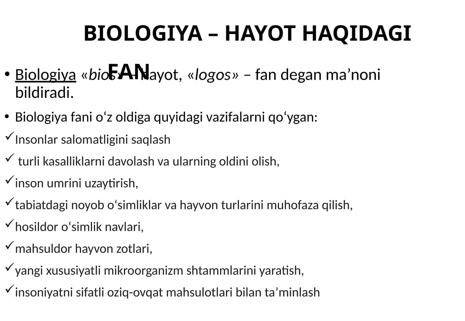 biologiya hayot haqidagi fan 1
