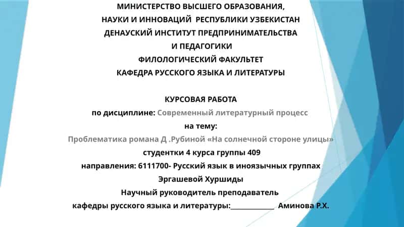 Проблематика романа Д.Рубиной«На солнечной стороне улицы» 1