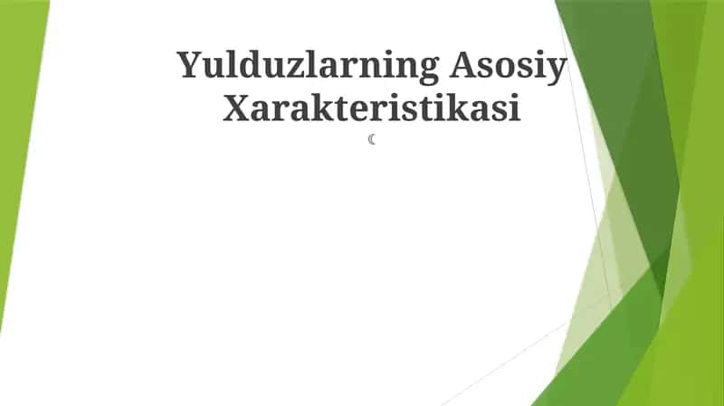 Yulduzlarning Asosiy Xarakteristikasi 1
