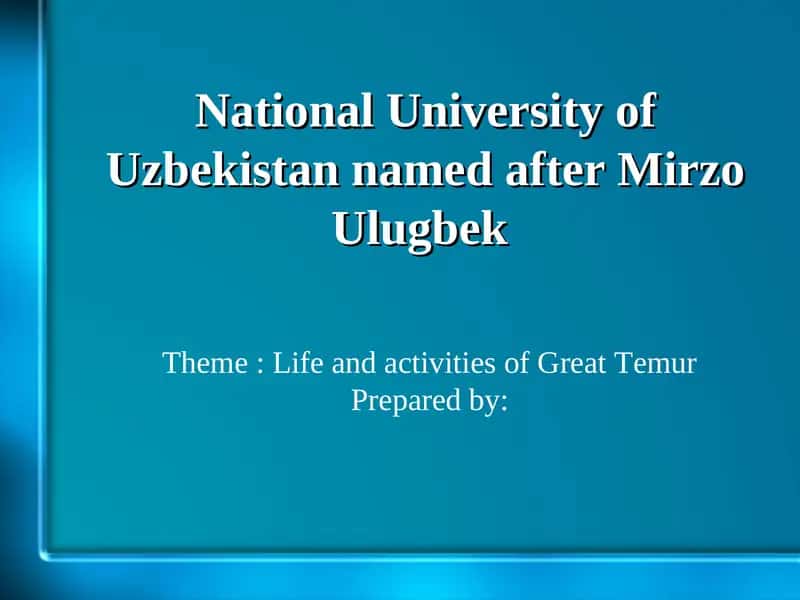 National University of Uzbekistan named after Mirzo Ulugbek 1