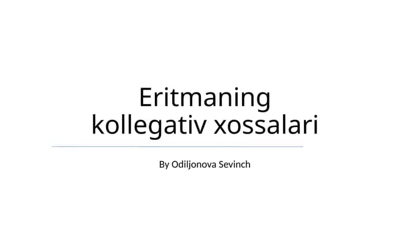 Eritmaning kollegativ xossalari 1