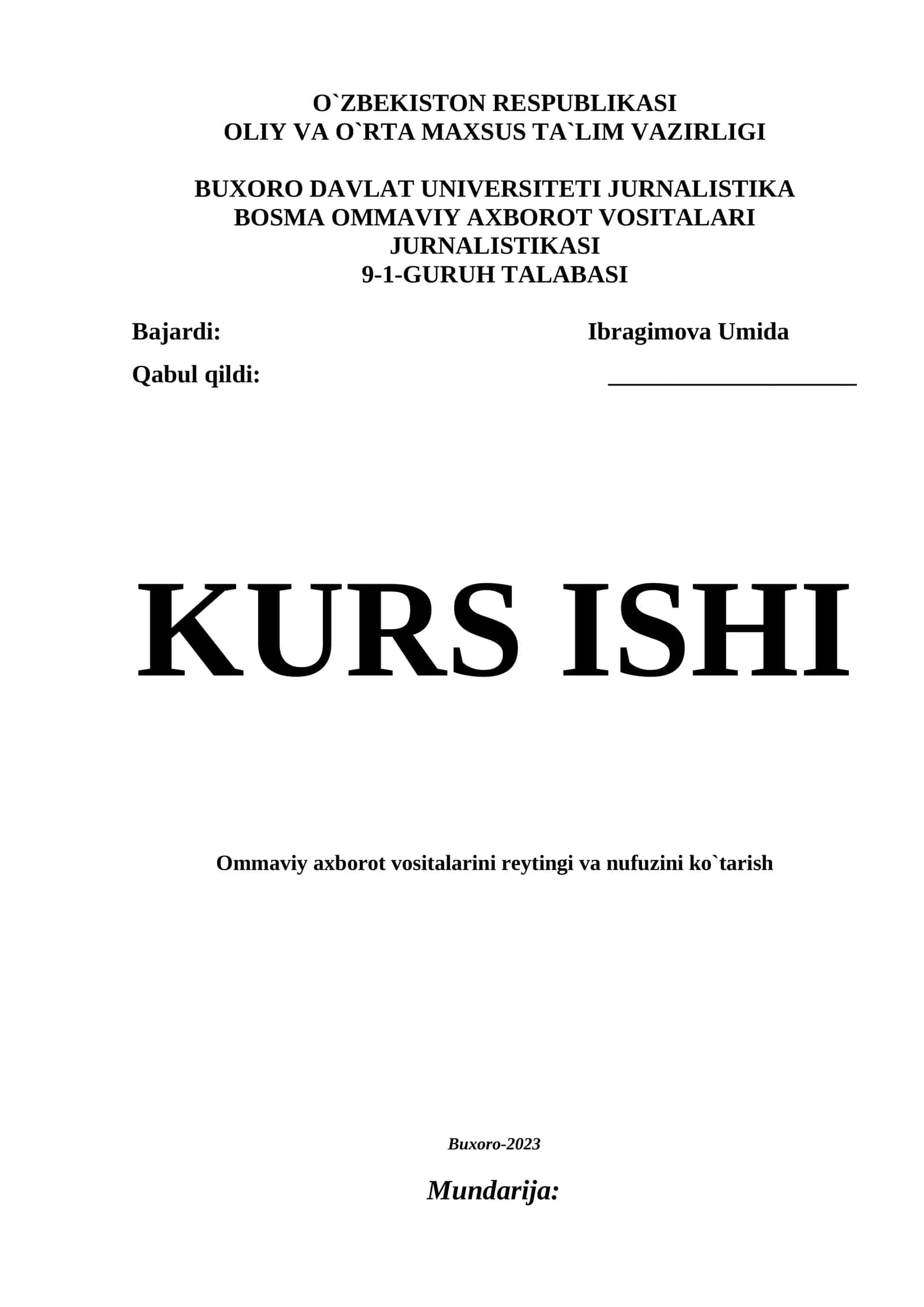 Ommaviy axborot vositalarini reytingi va nufuzini ko`tarish 1