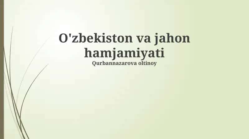 O'zbekiston va jahon hamjamiyati 1