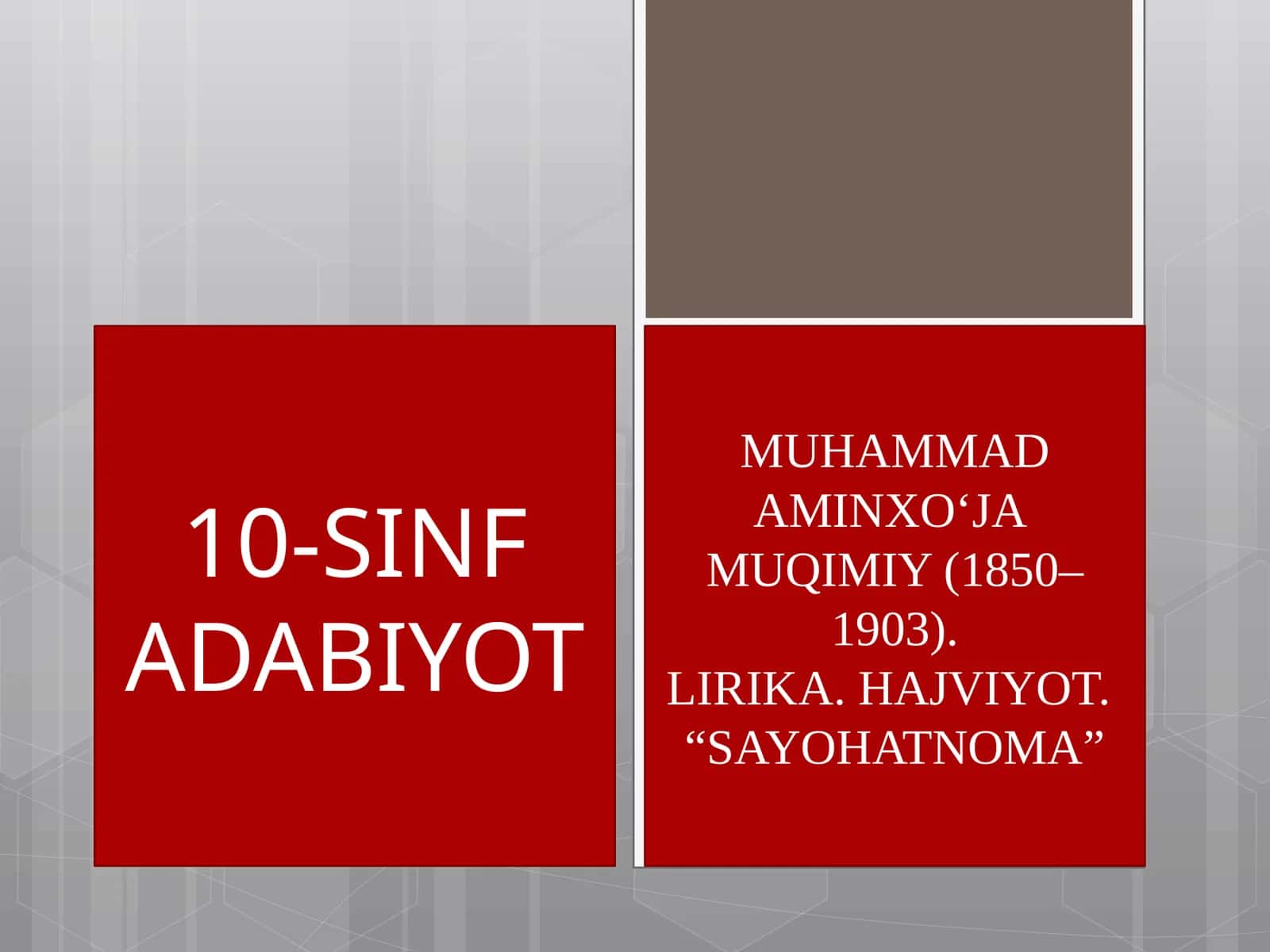 MUHAMMAD AMINXO‘JA MUQIMIY (1850–1903). LIRIKA. HAJVIYOT. “SAYOHATNOMA” 1