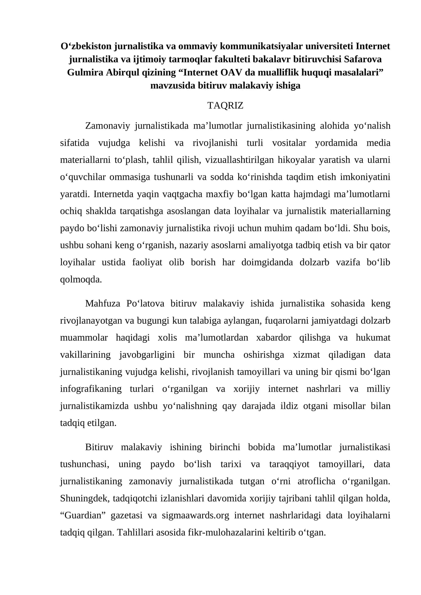 Internet OAV da mualliflik huquqi masalalari 1